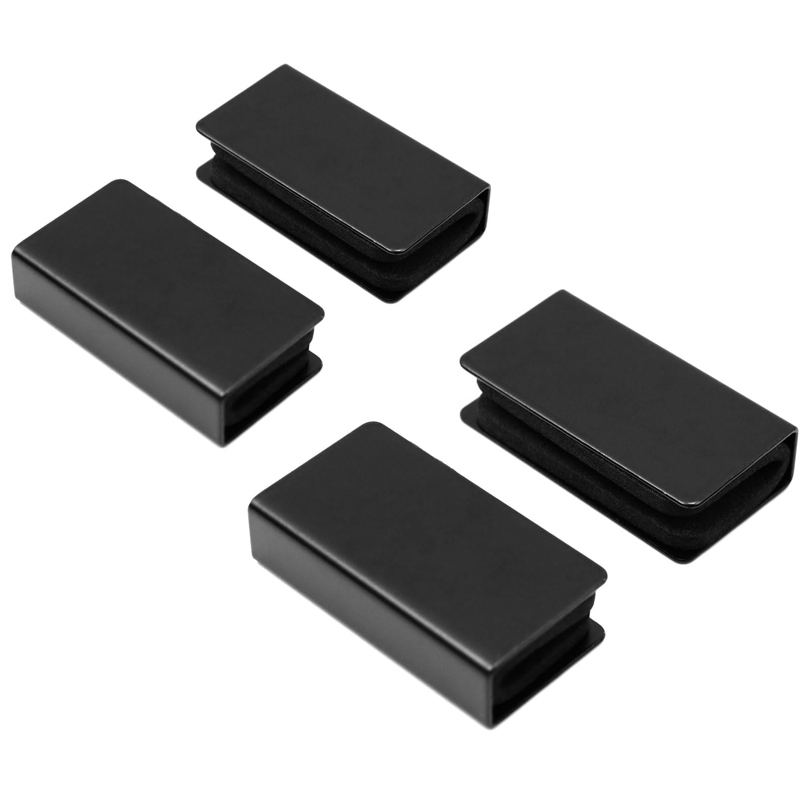 T Tulead Glass Clip Black Strike Plate Magnetic Rectangular Glass Clamp 1.6"x0.4"x0.8" Pack of 4 for Cabinet, Door, Wardrobe