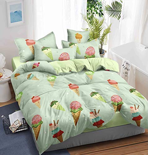 Furnistitchs Microfiber Kids Cartoon Print Bed Sheet with Pillow Cover Cotton Feel, (Green Softy, Double 90" x 100")-image-23