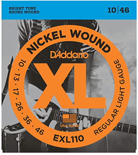 Cuerdas D'Addario para guitarra eléctrica, XL Níquel, EXL110, calibre 10-46, juego de 6 cuerdas, lote...
