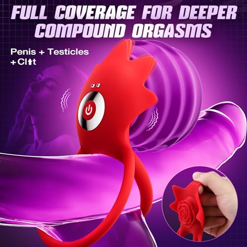 Image of Vibrating Cock Ring Sex Toys - MOOLIGIRL AI Lover Rose Toy Penis Ring Vibrator, Couples Sex Toys for Men Women, 9 Vibration Modes App Control Clitoral Stimulator Female Adult Toys Vibrater Cockring