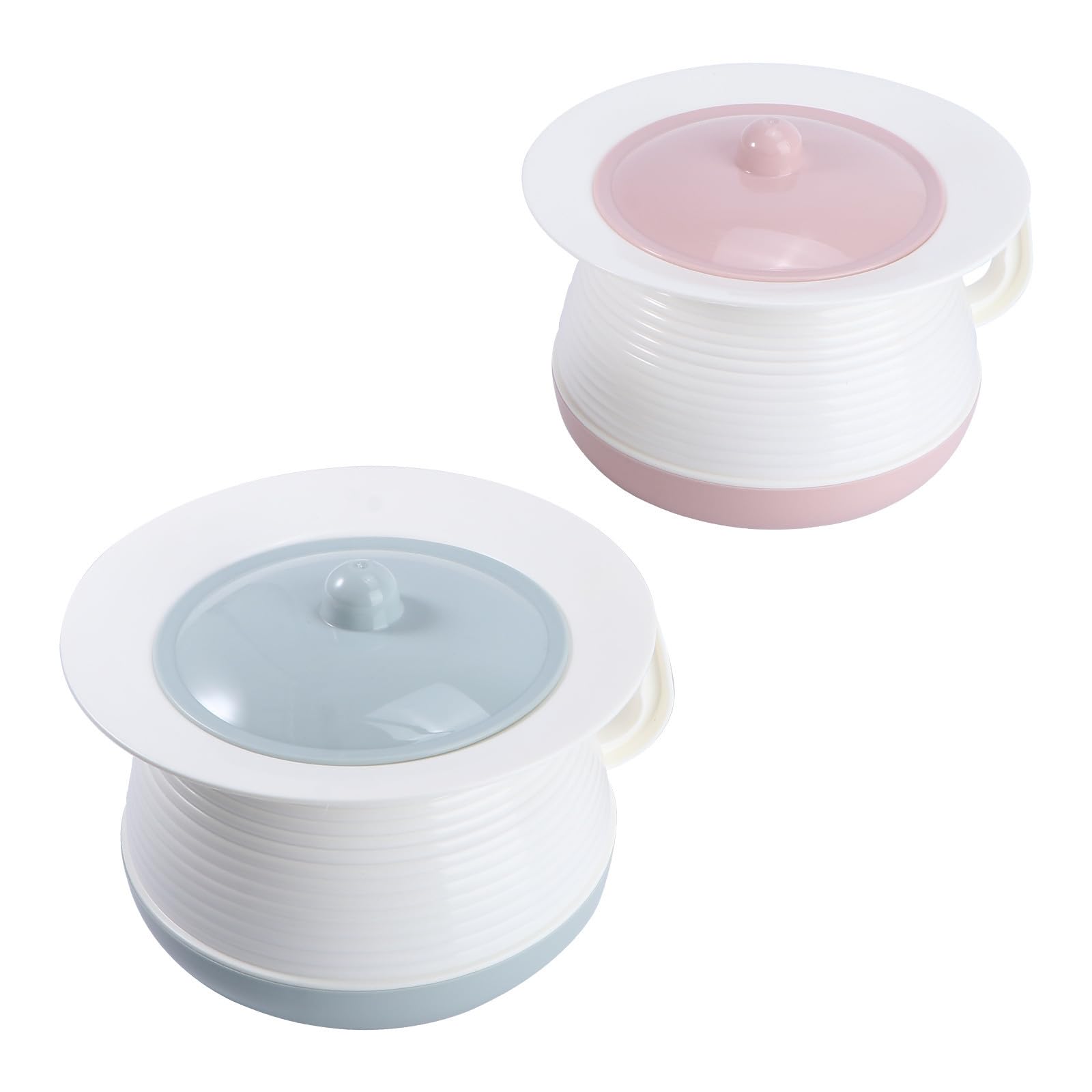 Pot de chambre en plastique PP antidérapant avec couvercle et poignée (lot de 2)