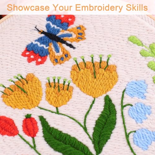 Image of REEWISLY Punch Needle Embroidery Kit, Embroidery Hoop, Essential Punch Needle Supplies,Ideal Punch Art for Beginners,DIY Adults Embroidery, Video Teaching (65219)