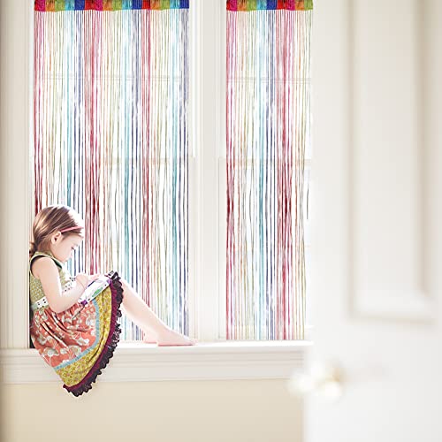 String Curtain Panel, Glitter Door Wall Window Doorways Panel Fly Screen Fringe Room Divider Blinds, Decorative Tassel Ribbon Strip Silver Screen for Living room, Bedroom, Party Events (Multi-color) - Image 5