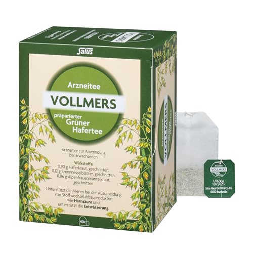 Salus - Vollmers präparierter Grüner Hafertee - Unterstützt die Entwässerung - 1x 40 Filterbeutel (48 g)