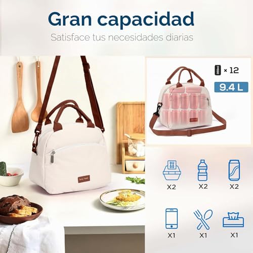 Miniatura 2 de Runmeihe Bolsa Termica Porta Alimentos Para Mujeres, Bolsa De Almuerzo Reutilizable Con Aislamiento Para Mujeres Con Correa, Bolsa Termica Pequeñas E Impermeables Para Adultos