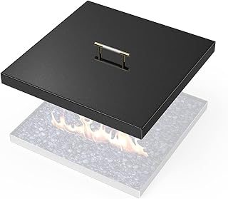 AJinTeby Fire Pit Lid Fits 18" Square Burner Pan, 21" x 21" Upgrade Porcelain Steel Fire Pit Burner Cover, Fire Pit Cover Rectangular Burner Pan
