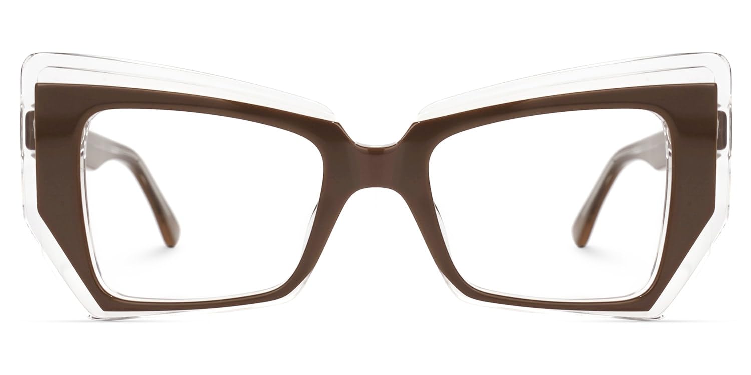 Zeelool Fashion Geometric Glasses Acetate Frame for Women with Non-prescription Clear Lens Verdejo ZWA187996
