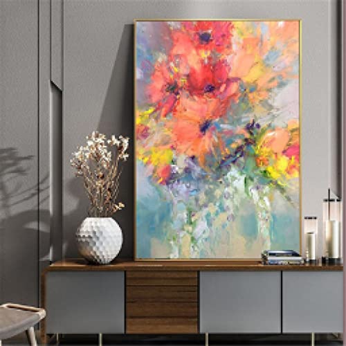 Toile fleur abstraite colorée 80x110cm poster mural salon