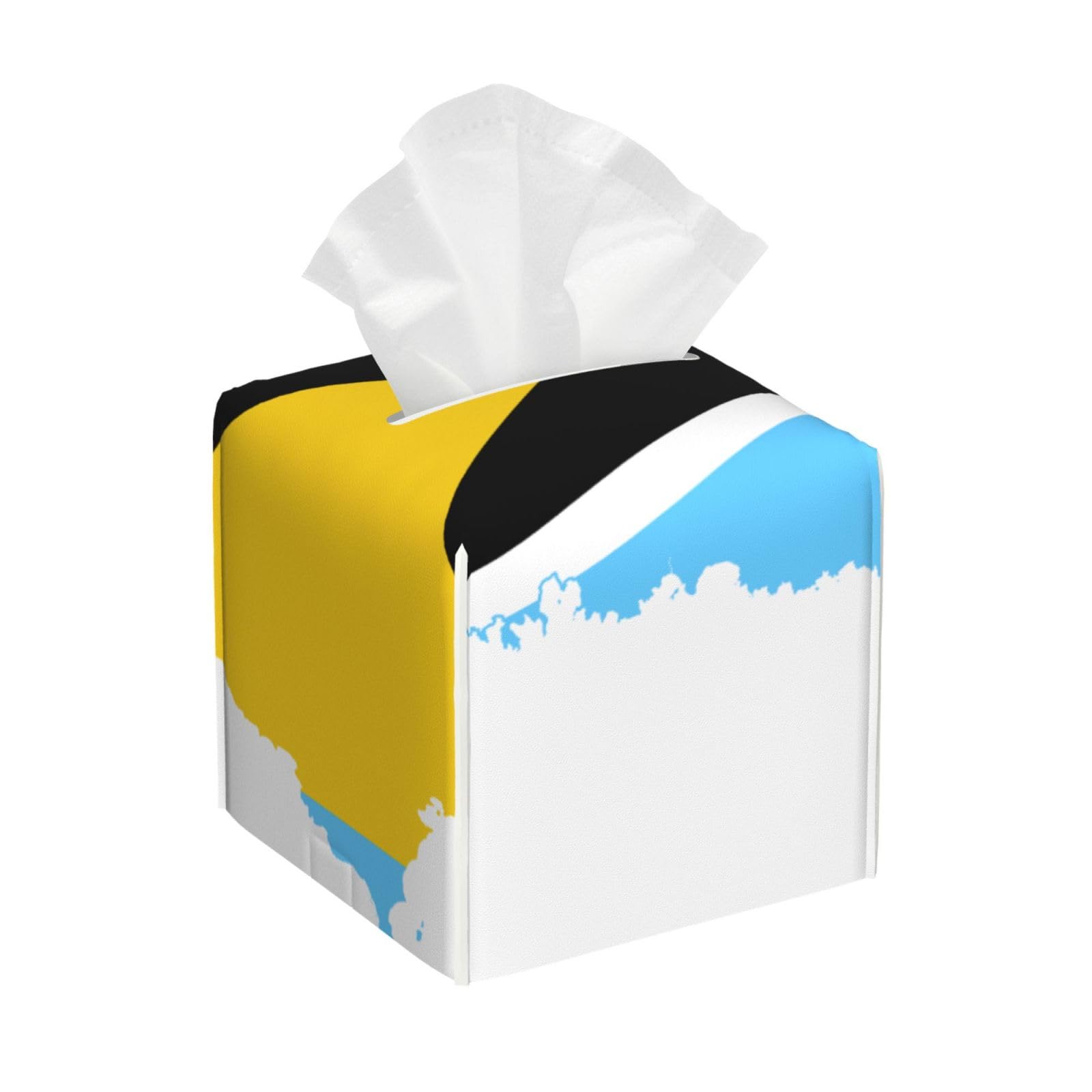 St Lucia Flag Map Square PVC Tissue Box Cover Modern Decorative Holder for Bathroom Vanity