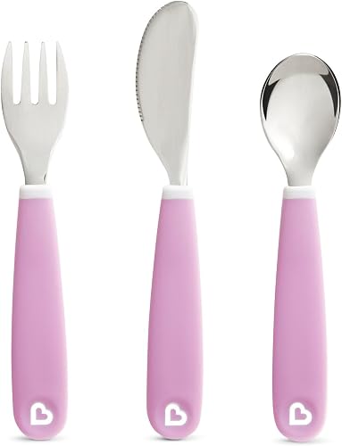 Munchkin Splash Toddler Fork-Knife-Spoon Set, Purple