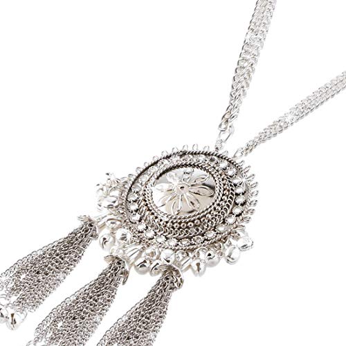 Image of Yellow Chimes Stylish Crafted Lotus Theme Silver Necklace Set with Earrings Oxidized Jewellery Sets for Women and Girls