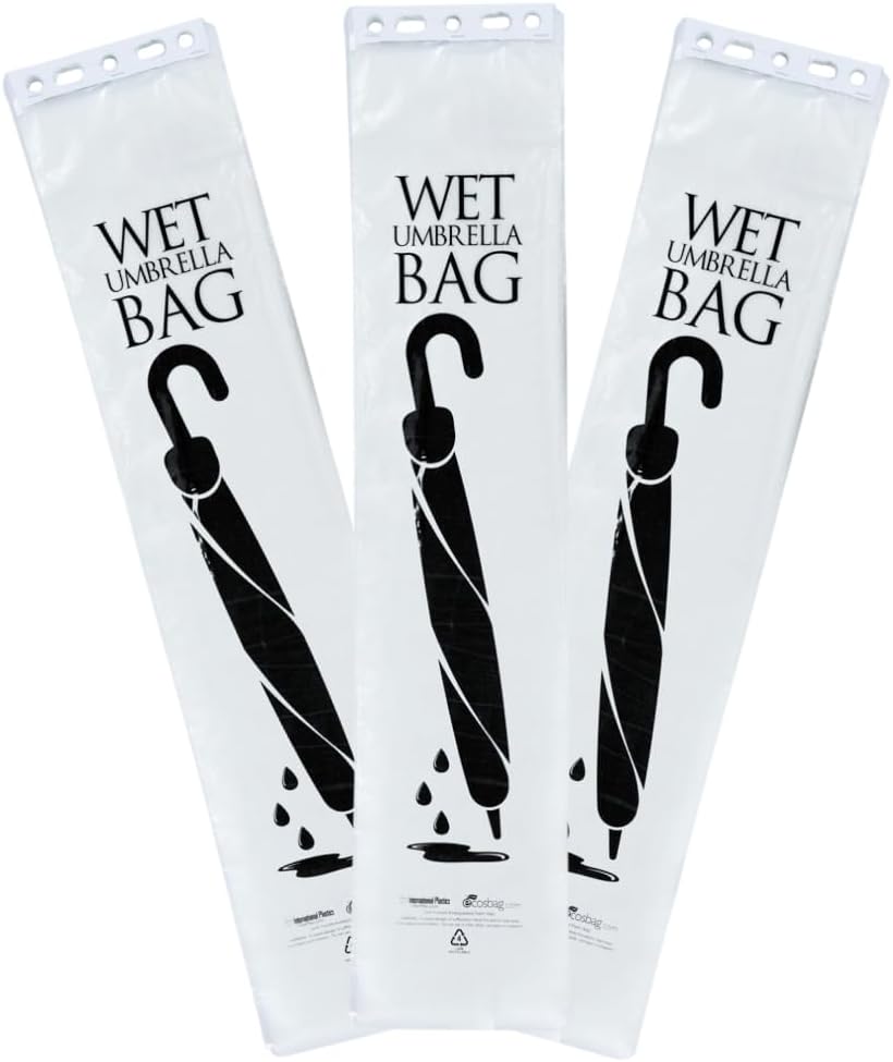 (1,000 Pack) Wet Umbrella Bags Disposable 7" x 35" - Durable Clear Plastic Disposable Umbrella Bags For Rain - Universal Size, Umbrella Bag Covers Fit Large and Small Umbrellas - By Interplas