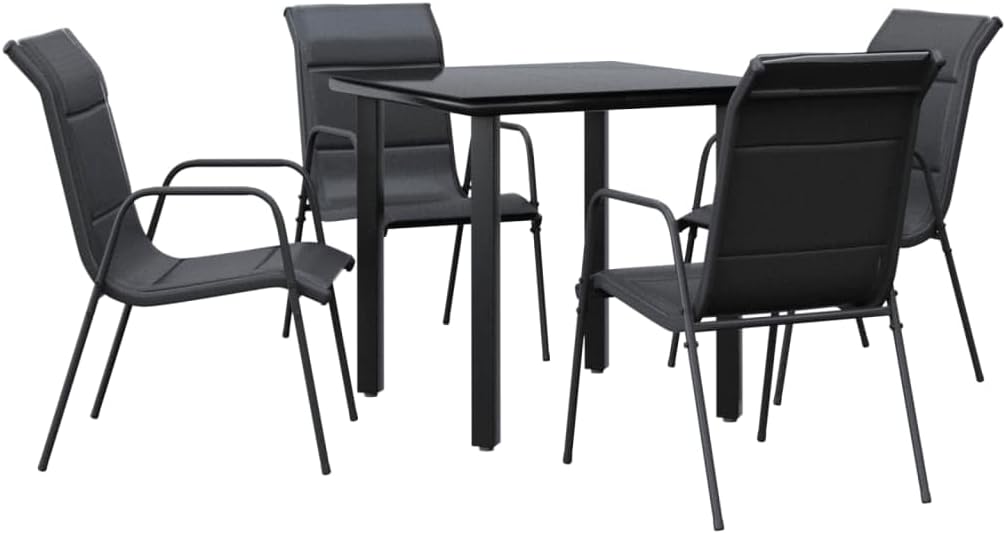 vidaXL 5 Piece Steel Garden Dining Set in Black/Anthracite