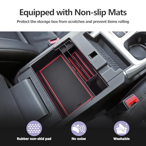 Image of LUWU for Ford Explorer Accessories Center Console Organizer 2020-2024 Ford Explorer XLT /Limited /Active /ST-Line /ST /Platinum Armrest Organizer Insert Tray Armrest Console Organizer (Red)