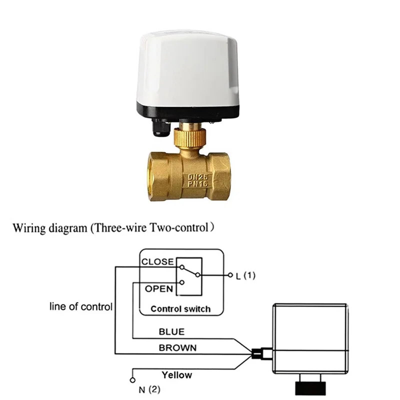 Valvola a sfera motorizzata in ottone con controllo a 3 punti, 1/2" 3/4" 1" 2" AC220V 220VAC 24VDC 12VDC 24VAC(2",220VAC)