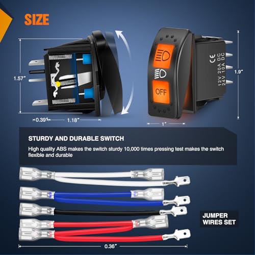 Image of Nilight UTV Headlight Rocker Switch On Off 8 PIN Toggle Switches with Orange Backlit Light 12V 24V with Jumper Wires Set for CAN-AM Maverick X3 Defender Maverick Trail and Sport 710004492