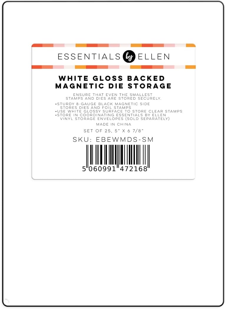 Ellen Hutson, Essentials by Ellen White Gloss Backed Magnetic Die Storage, Small 5 x 6.875 in, 25 pk, Storage, Papercrafts, Scrapbooking, Organization