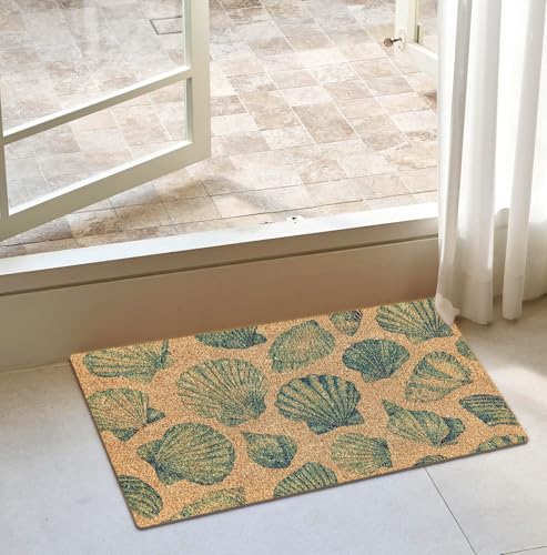 SPBL&L Beach Door Mat, Blue Coastal Seashell Welcome Doormat for Front Door Porch Entrance Indoor Outdoor Outside, Beach Welcome Mats, Coastal Ocean Bath Mat, 17x30 Inch - Image 2