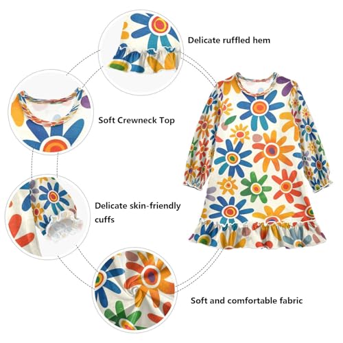 Bolaz Nightgowns Sleepwear Lightweight Nightdress Soft Pajamas Dress Green Red Flower for 3-10 Years3