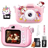 Anpty Kids Children Camera Toys for 6 7 8 9 10 11 12 Year Old Boys Girls, 32MP1080P HD Digital Camera with Video for Toddler, Kid Christmas Birthday Festival (Pink - Unicorn)