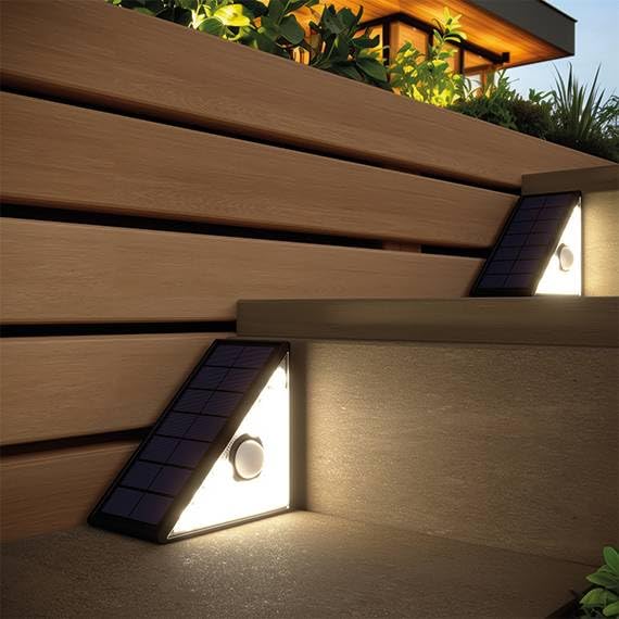 SolarCentre® Pennine Outdoor Solar PIR Step Lights (Set of 2), Black, 6 x 4.7 x 11 cm