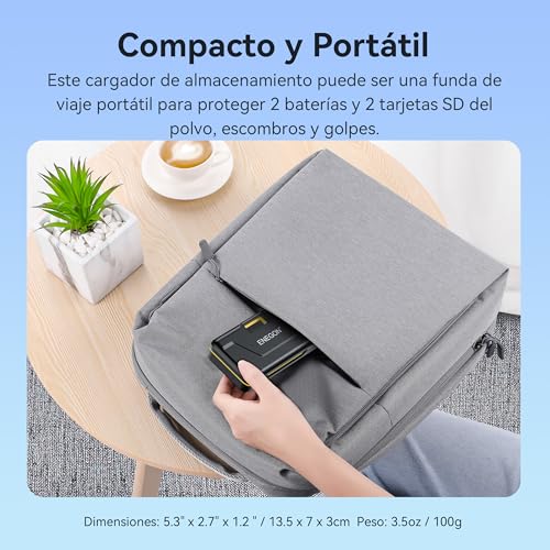 ENEGON LP-E6/LP-E6N - Cargador rápido de Almacenamiento Doble (2 x 3000 mAh) Compatible con Canon EOS 5D, EOS 5D Mark II,EOS 6D, 7D, 60D, 70D, 80D, 90D, XC10, XC15, Pantalla LCD - imagen 7