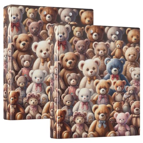 Classeur 3 anneaux en D avec porte-bloc motif ours pour école et bureau