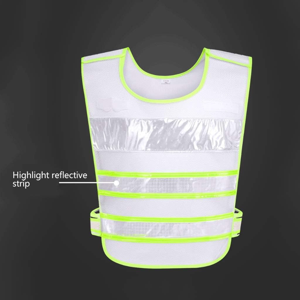 Chaleco de seguridad, chaleco de seguridad reflectante de alta visibilidad, chaleco de seguridad Chaleco de seguridad portátil Chaleco reflectante de seguridad blanco Chaleco reflectante de tela de ma