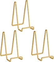 DIDUDIDU 6 Inch Gold Metal Plate Holder Easel Stand - 3 Pack Iron Display Stands for Pictures, Photo Frames, Books, Plates & Plaques
