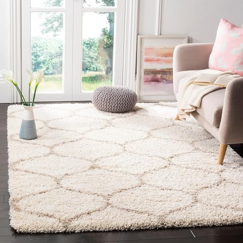 Image of SS Malik Handloom Soft Shaggy Rugs Fluffy Home Decorative Large Carpet for Living Room 2-inch Thick Carpet (6x9 Feet, Ivory Beige)