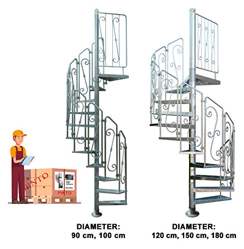 ESCALERA DE CARACOL EN ACIERO GALVANIZADO, MODELO ASGAARD (13 peldanos - 273...