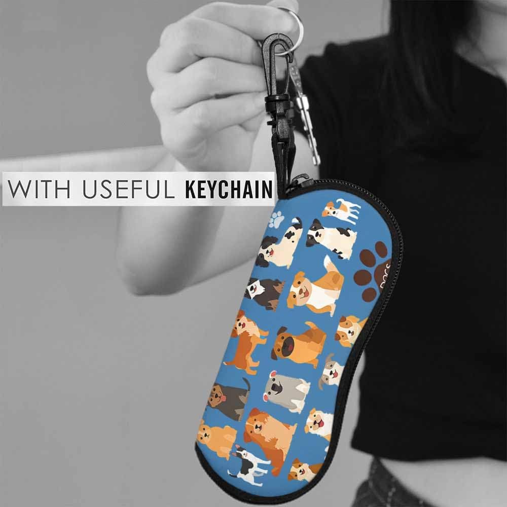 IBILIU Eyeglasses Case Retro World Map Ultra Light Sunglasses Case With Belt Clip,Soft Reading Glasses Case For Women Men