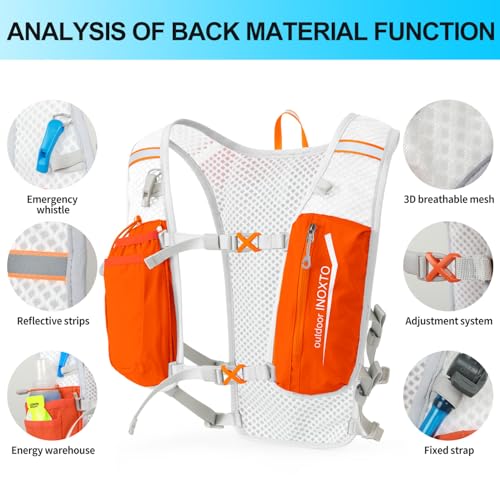 Image of INOXTO Running Hydration Vest Backpack,Lightweight Insulated Pack with 1.5L Water Bladder Bag Daypack for Trail Hiking Running Cycling Race Marathon for Women Men