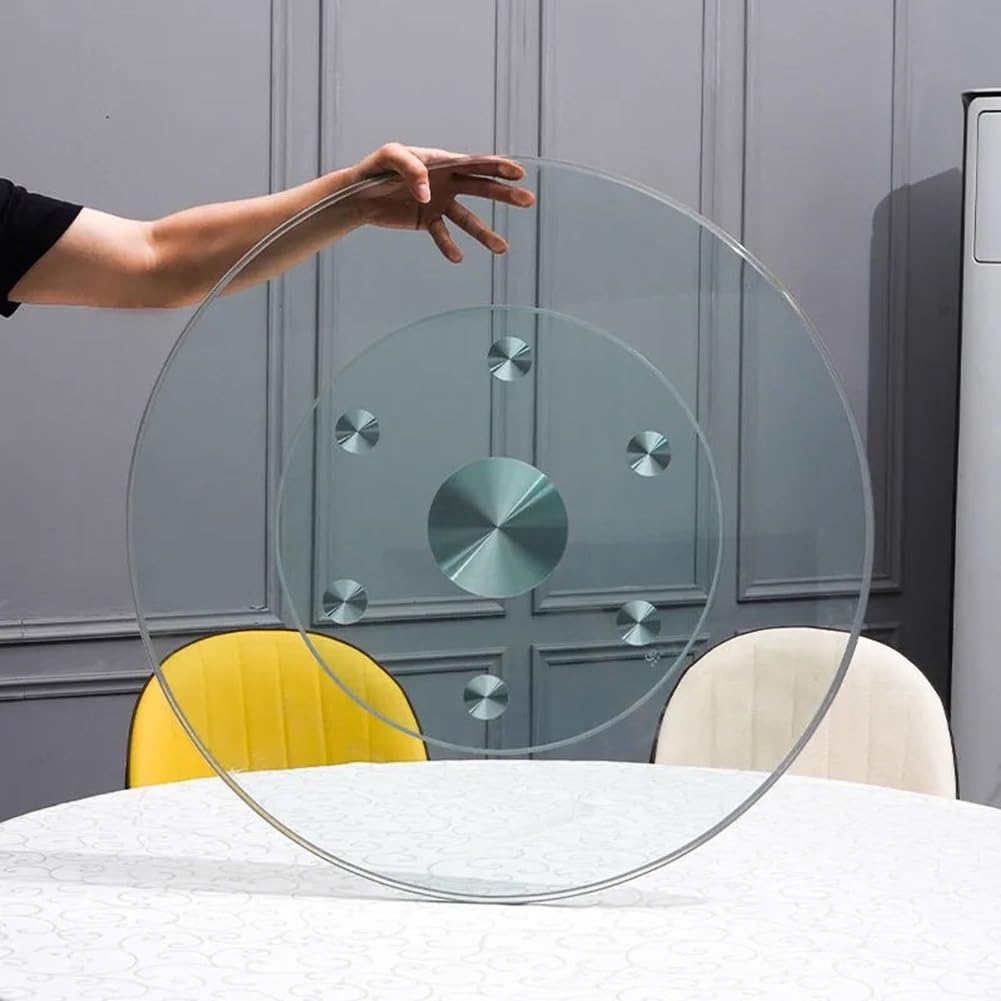 Lazy Susan Assiette à dîner en Verre trempé rotative à 360 ° Assiette Centrale rotative pour Restaurant,dîner de Noël,fêtes d'anniversaire (Taille: 70 cm / 28 Pouces)