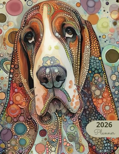 2026 Planner: Mosaic Dogs Basset Hound: Stylish Weekly and Monthly Organization image 2