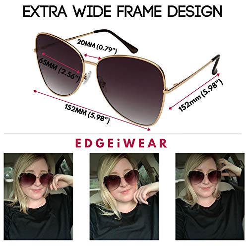 Women’s Plus Size Fashion XXL Oversized Butterfly Sunglasses Flat Color Tinted Lens Extra Large Wide Frame 152MM3
