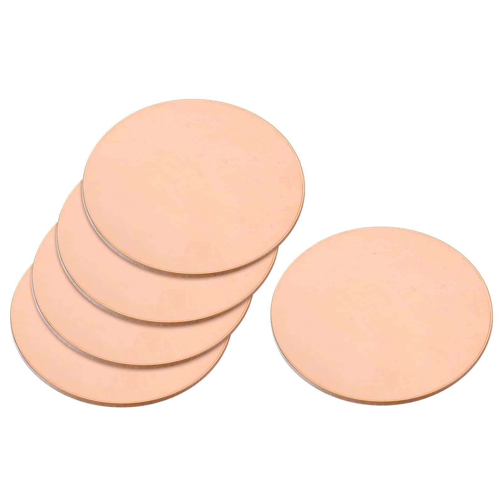 sourcing map Pure Copper Sheet, 5pcs 2" x 0.04" 18 Gauge T2 Copper Metal Round Plate for Crafts, Electrical Repairs