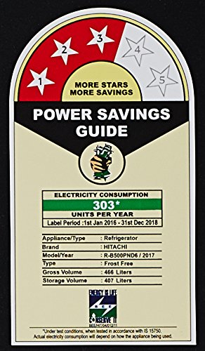 Image of Hitachi 466 L 3 Star ( 2019 ) Rating Frost Free Standard Double Door Refrigerator (R-B500PND6 - GBK, Glass Black, Inverter Compressor)