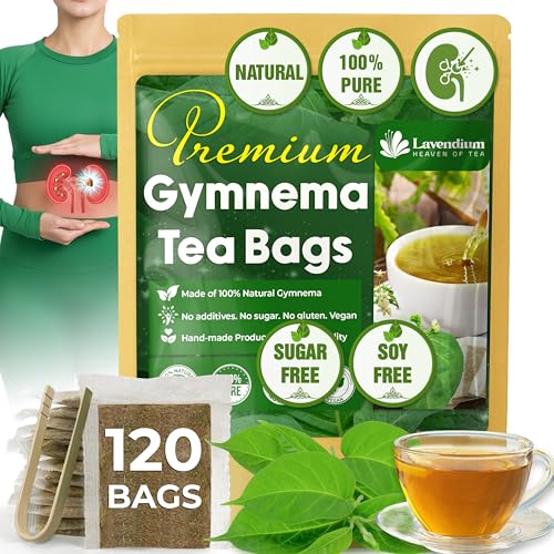Image of Lavendium, Premium 120 Gymnema Leaf Tea Bags, 100% Natural & Pure from Leaves. Gymnema Tea Bags for Diabetics - COLD-DRIED for Maximum Freshness and Nutrient Retention. No Sugar, Vegan.