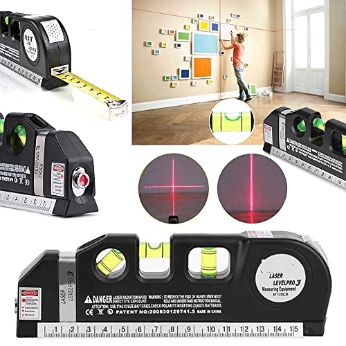 Image of Laser Level Tool with Built-In Spirit Level, Horizontal Vertical Cross Line Modes, Magnetic Base, Measuring Scale Body