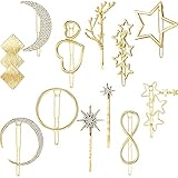 12 Pieces Hair Barrettes Hair Clips Minimalist Gold Hair Pins Women Lady Girl Hair Accessories Rhinestone Pearl Moon Star Pearl Hair Clip Vintage Snap Barrette Comb Stick Claw Crab Clamp