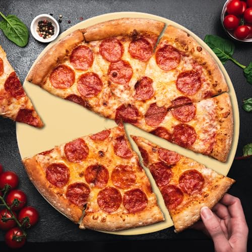 Culinary Couture Deluxe Kit 15\" Round Pizza Stone for Oven and Grill - Cordierite Pizza Stone for Bread, Calzone, Cookies - Oven and Grill Pizza Stone for Outdoor Grill, Stone Pizza Pan for Oven - Thumbnail 6