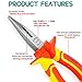 6 Inch Insulated Handle Long Nose Electrician Pliers R'deer VDE 1000v Cr-V Industrial Level Needle Nose Side Cutting Tool