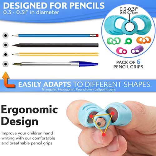 Stylo STYLOPENCILGRIPS Pack Of 6 Pencil Grips For Kids Handwriting Perfect Pencil Holders thumb #1