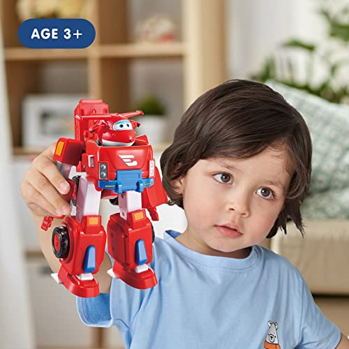 Super Wings- Deluxe Transforming Jett Vehicle, Color Rosso, 7 Pulgadas (Alpha Animation & Toys Ltd EU720311)