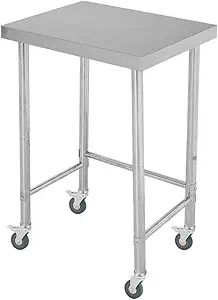 Stainless Steel Table 18x24 Inch with Wheels, Stainless Steel Kitchen Prep Table, Commercial Utility Work Table