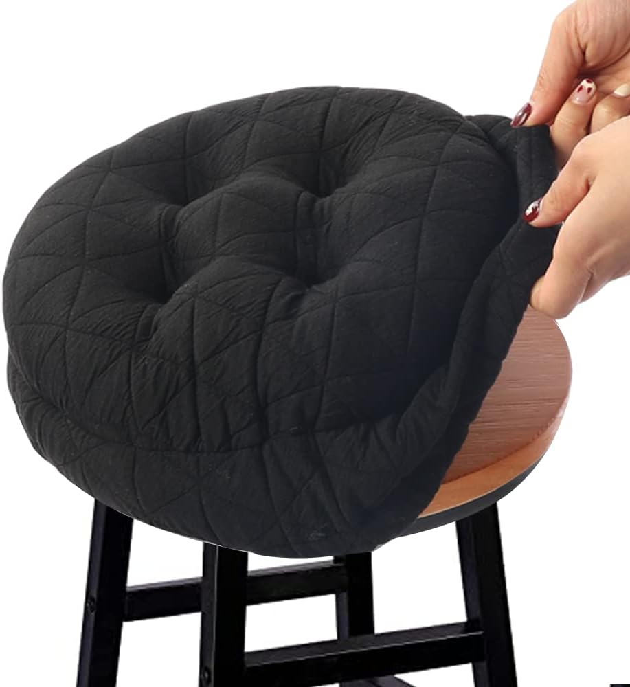 Lominc 13" Round Bar Stool Cushion with Elastic, Corduroy Fabric and Thick Padding