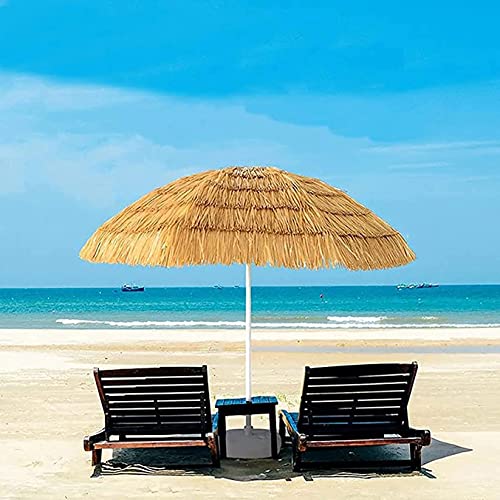 Sombrilla parasol de playa de paja artificial CLSDRZC con poste robusto 6