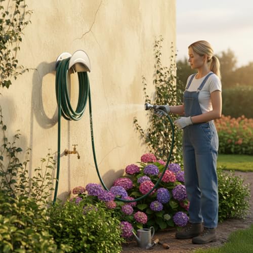 Image of HASTHIP Heavy Duty Garden Hose Hangers, Garden Hose Stand, Garden Steel Material Hose Hanger, Rust-Resistant, Easy Install, Wall Mounted Hose Holder, Carbon Steel Arch Hose Stand