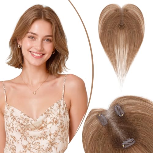 Lightweight Breathable 100% Human Hair Topper 11Inch 06 Light Brown